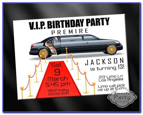 Limo Ride Birthday Party Invitations