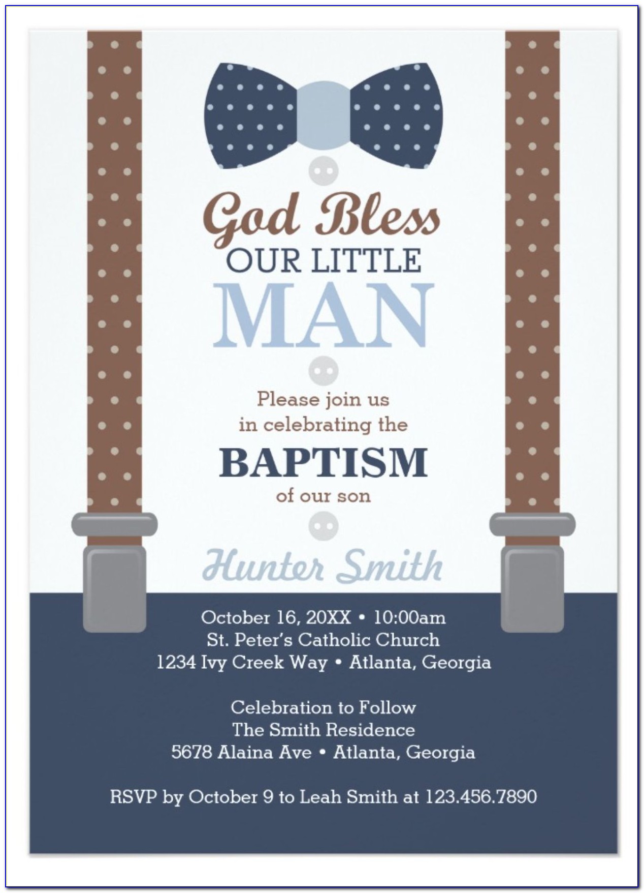 Little Man Baptism Invitation