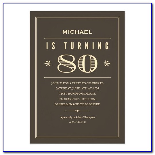 Male 80th Birthday Party Invitations