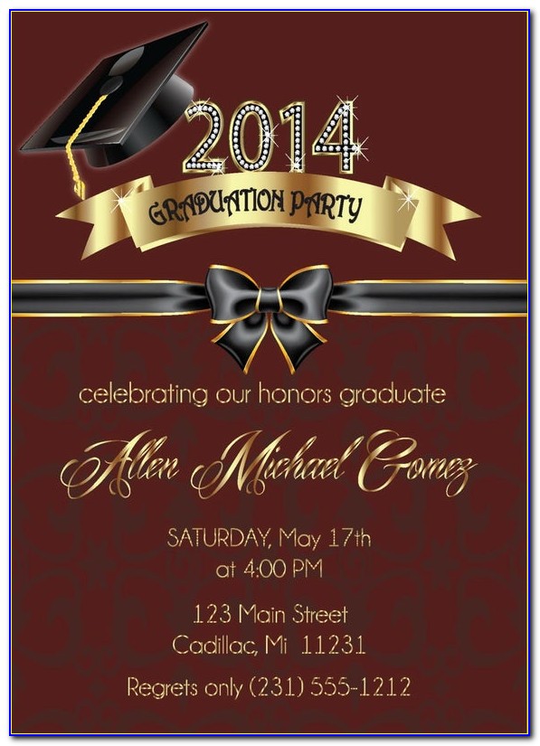 Maroon And Gold Graduation Theme Invitations