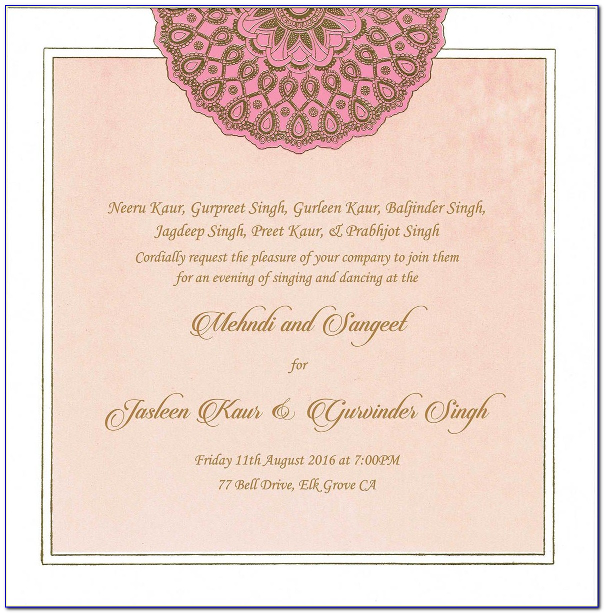Mehndi Design Wedding Invitation