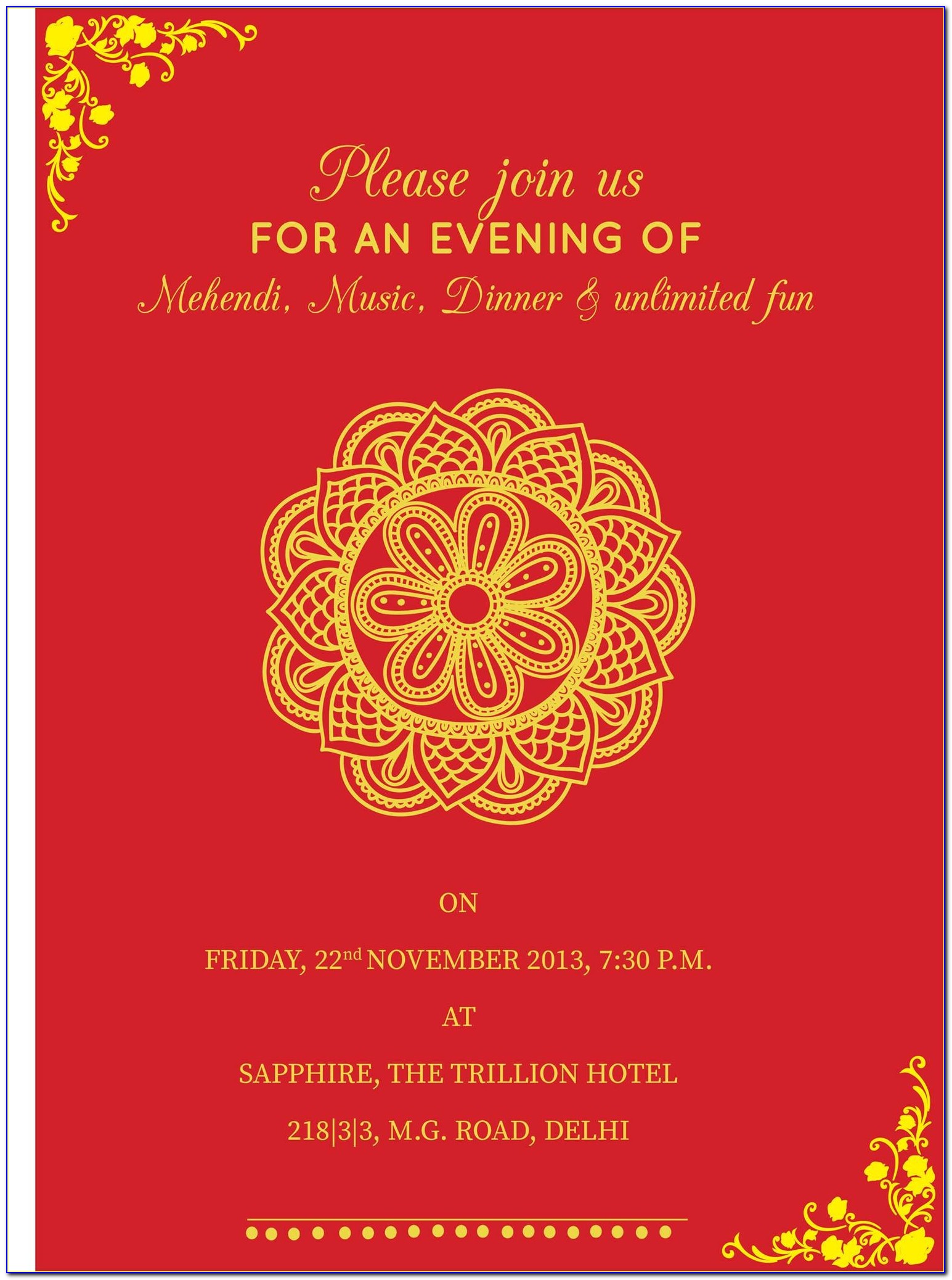 Mehndi Wedding Invitation Wording