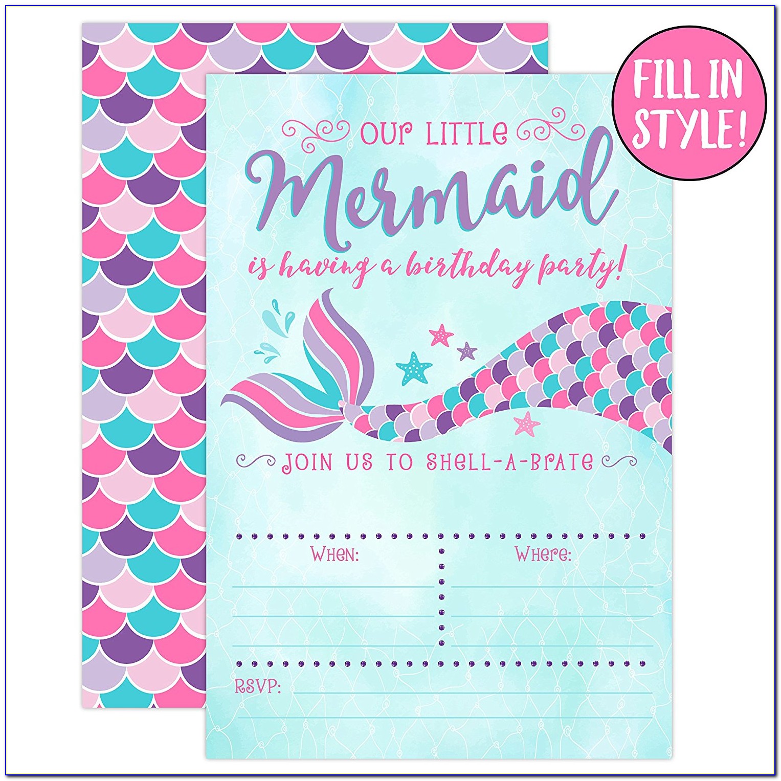 Mermaid Birthday Invitations Walmart