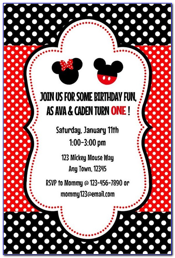 Mickey And Minnie Mouse Invitations For Twins