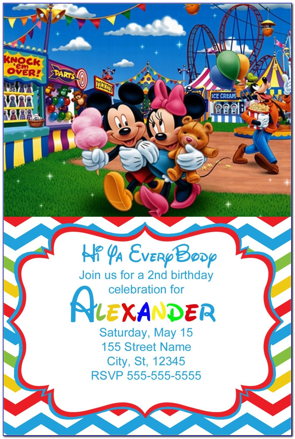 Mickey Mouse Carnival Invitations