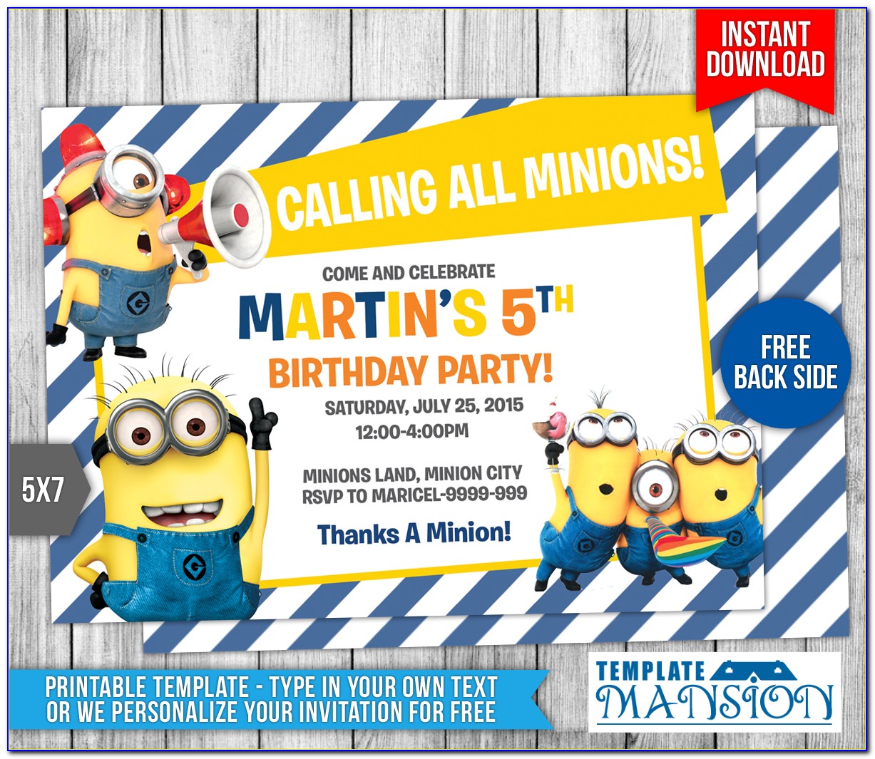 Minions Birthday Invitation Template Free