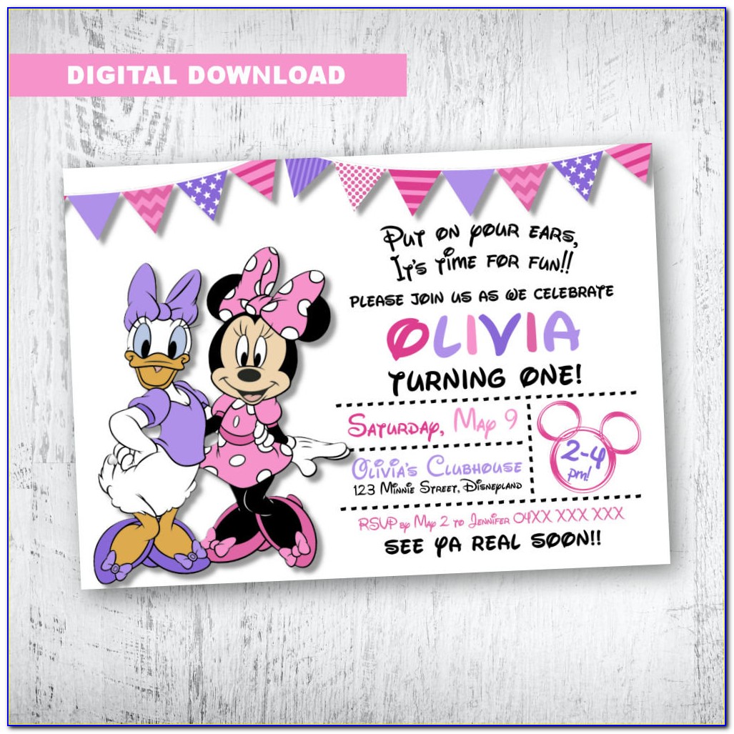 Minnie Mouse And Daisy Duck Birthday Invitations