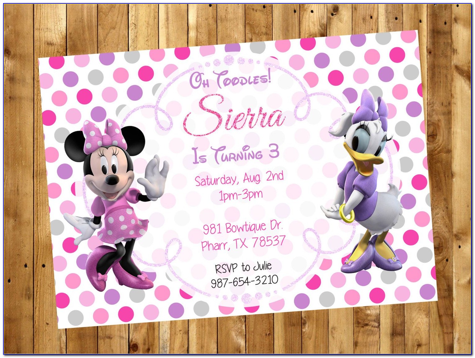 Minnie Mouse And Daisy Invitations