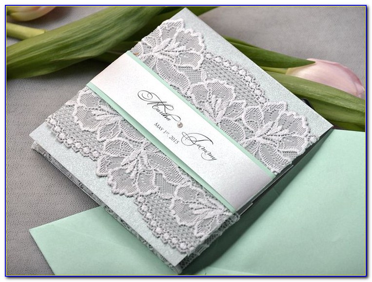 Mint And Silver Wedding Invitations
