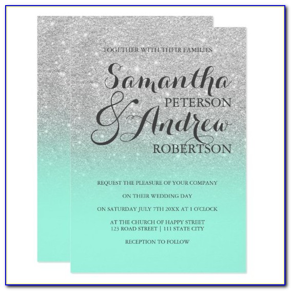 Mint Green And Silver Wedding Invitations