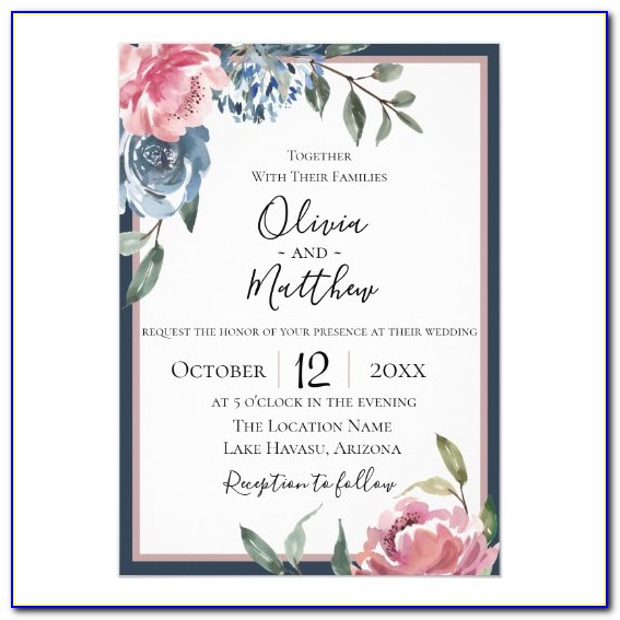 Navy Blue And Red Wedding Invitations
