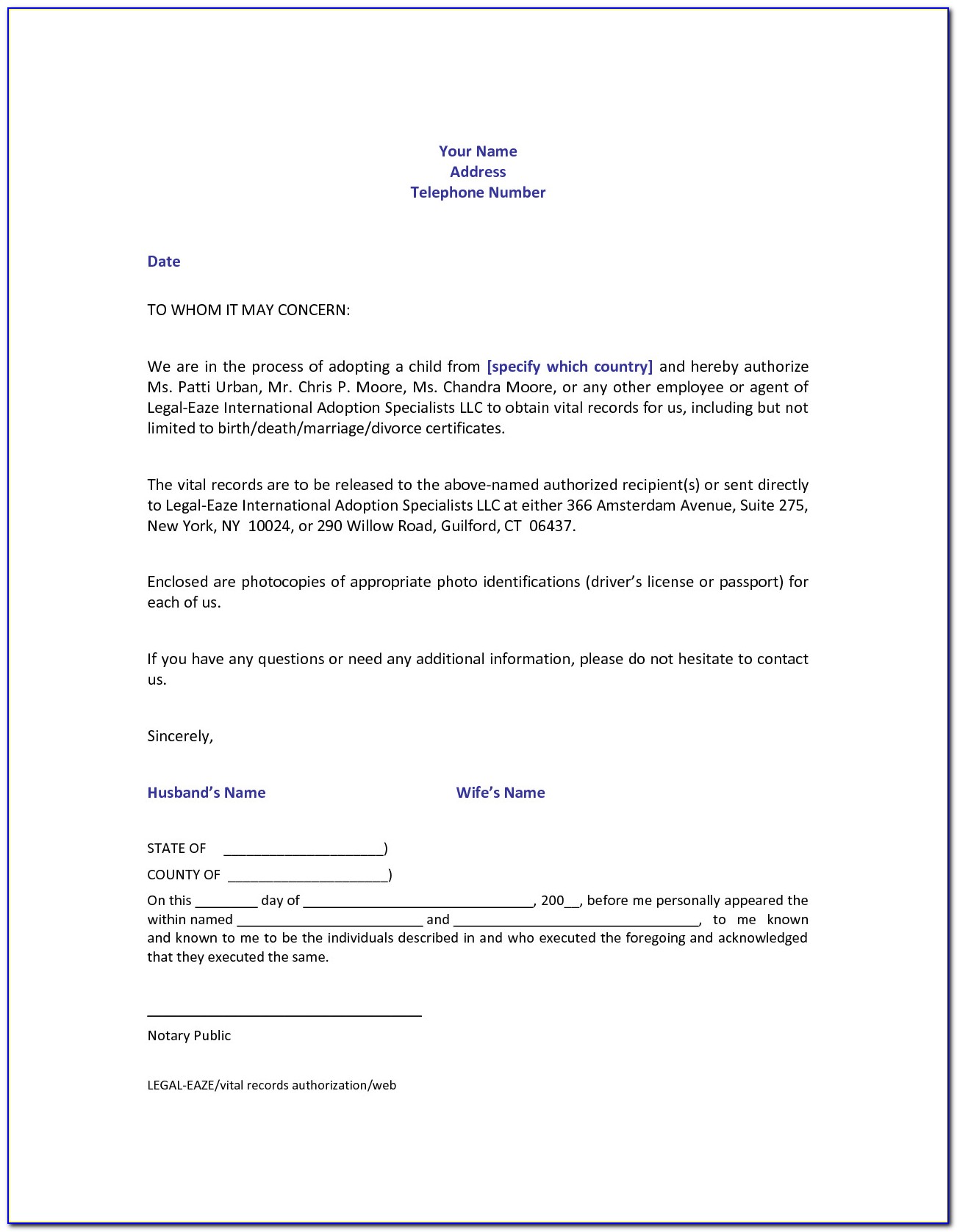 Notarized Invitation Letter For Visa