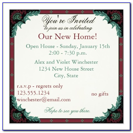 Open House Party Invitation Wording