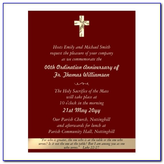 Ordination Anniversary Invitation Wording