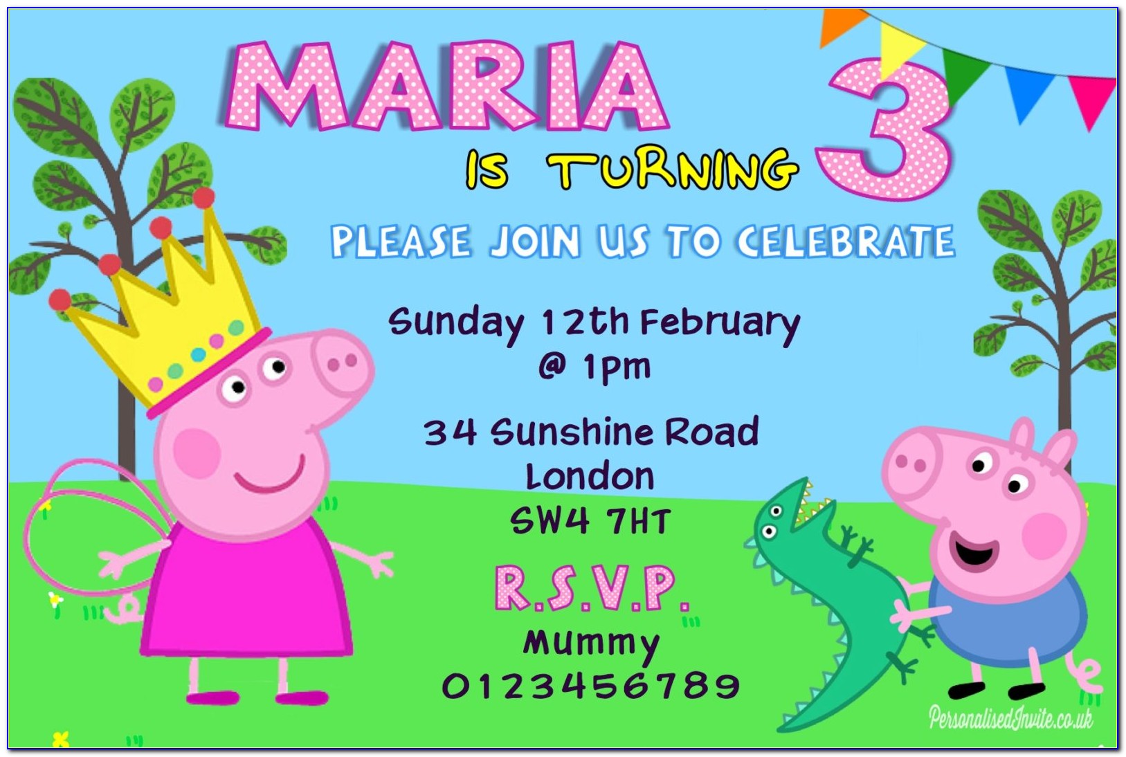 Peppa Pig Photo Invitations