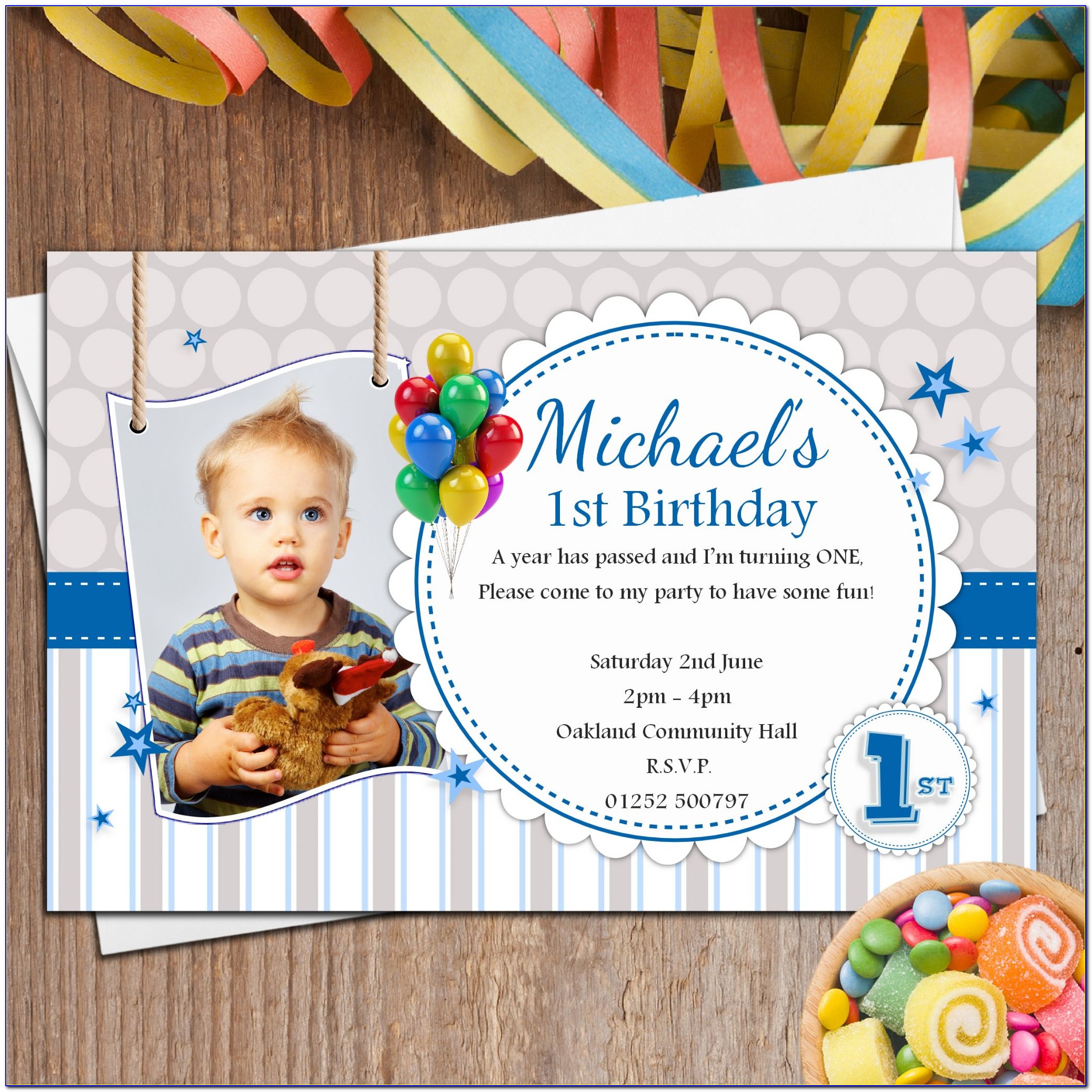 Personalised 1st Birthday Invitations Boy