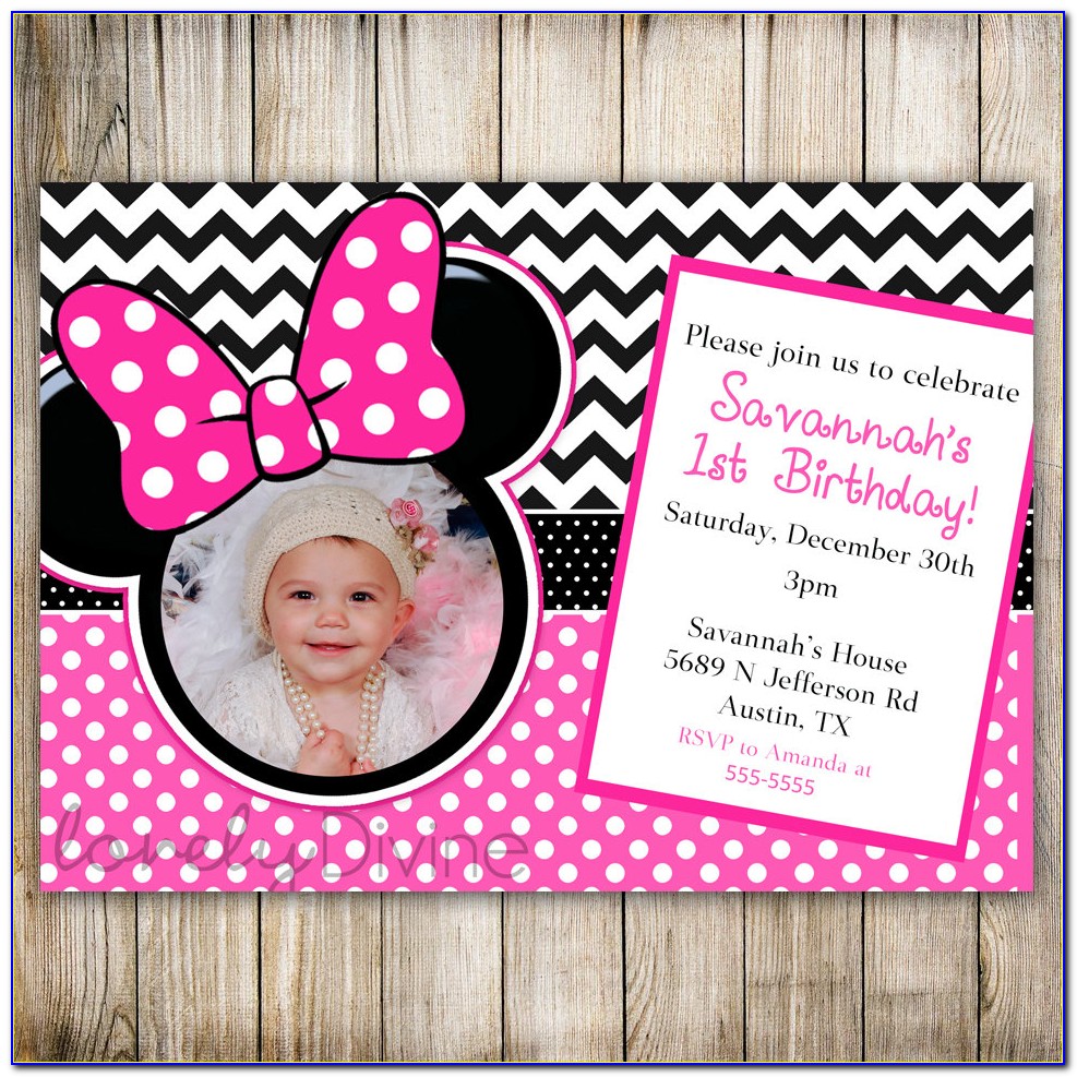 Personalized 1st Birthday Invitations Minnie Mouse