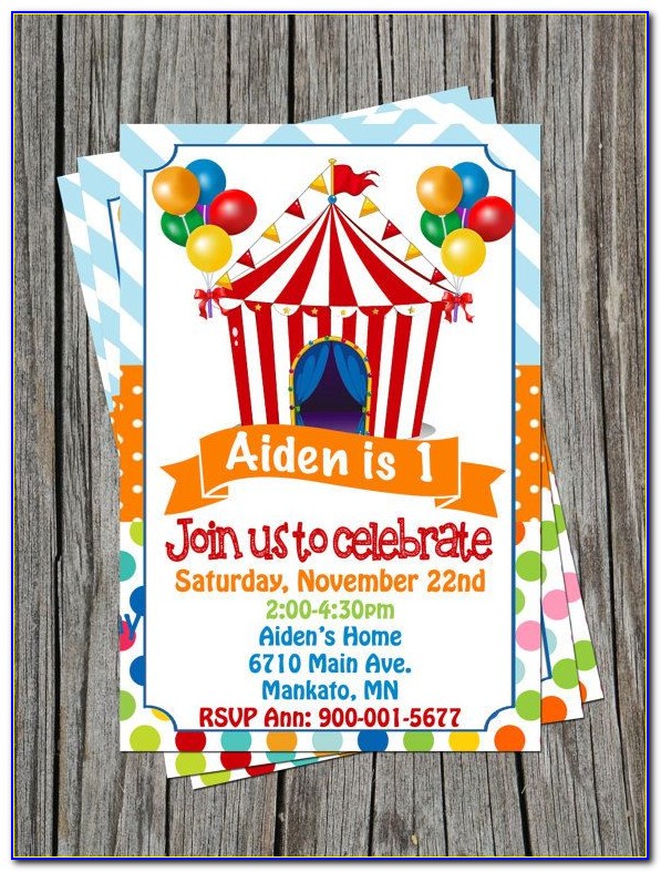 Personalized Circus Birthday Invitations