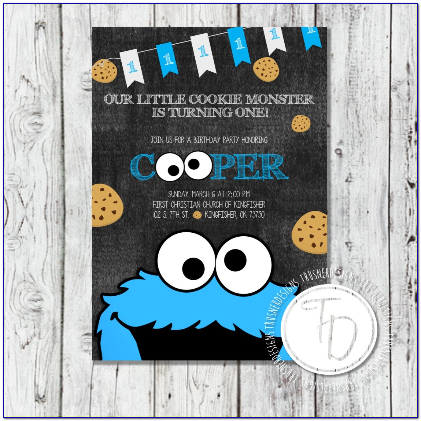 Personalized Cookie Monster Invitations