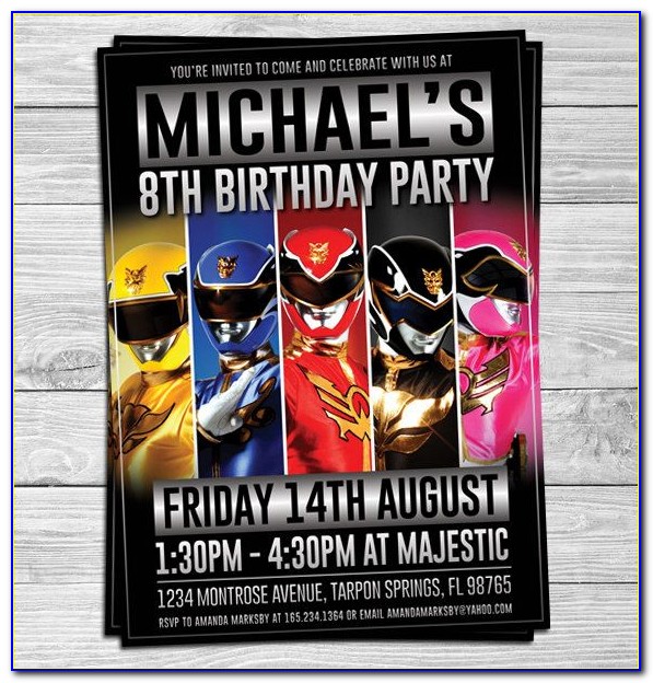 Personalized Power Rangers Birthday Invitations