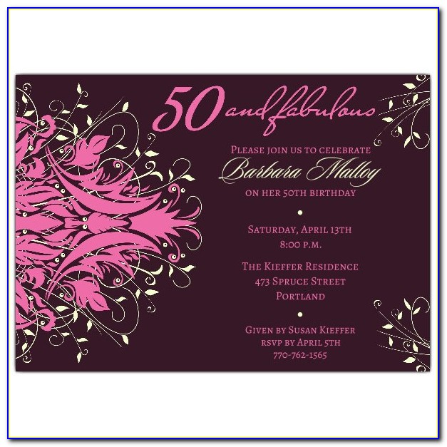 Pink 50th Birthday Invitations