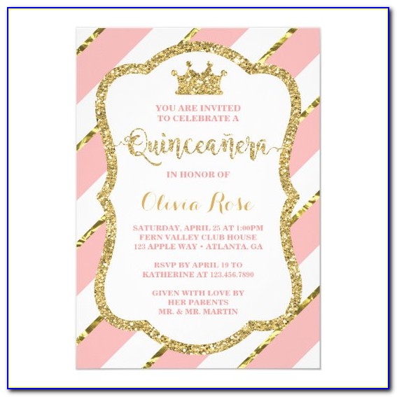 Pink And Gold Crown Invitations