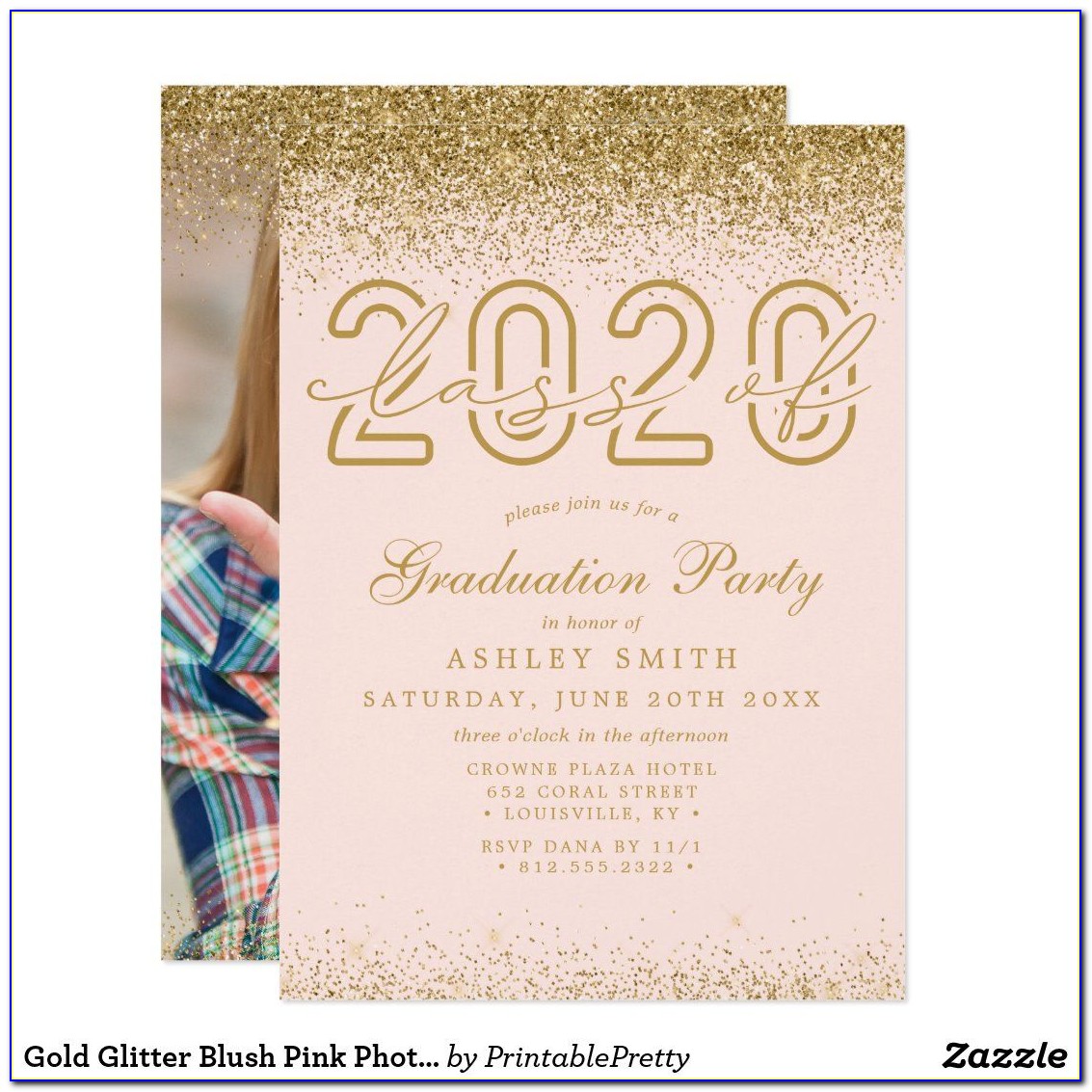 Pink And Gold Graduation Party Invite