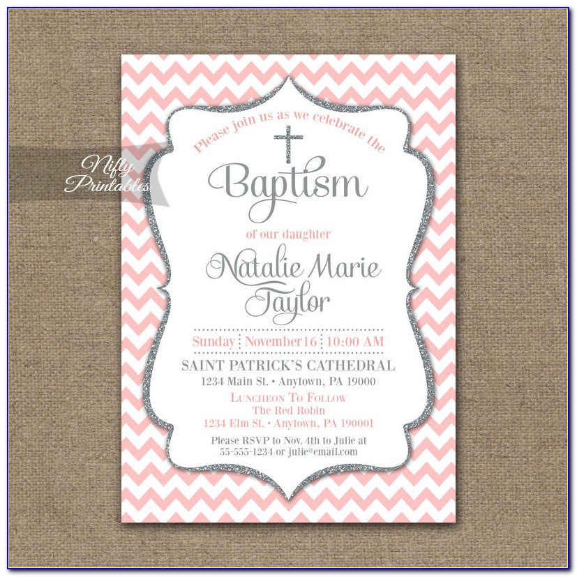 Pink And White Invitations Baptism