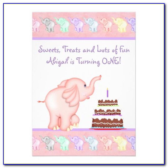 Pink Elephant Birthday Invitations