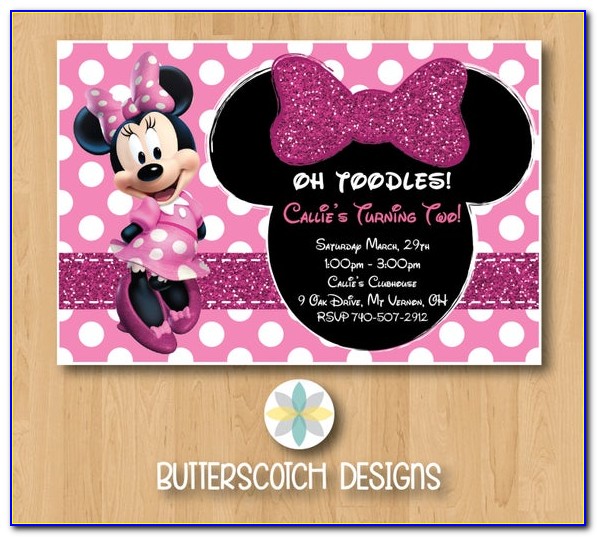 Pink Minnie Mouse Birthday Party Invitations
