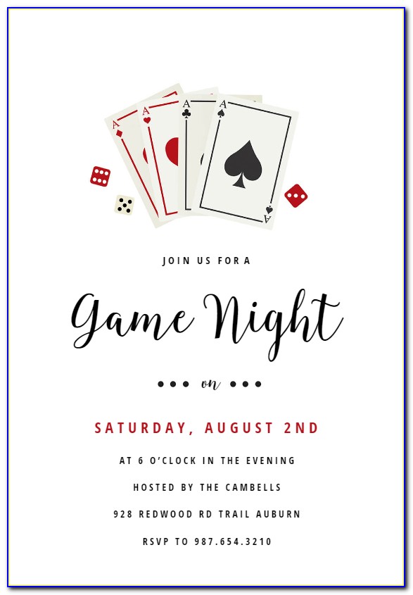 Poker Night Theme Invitations