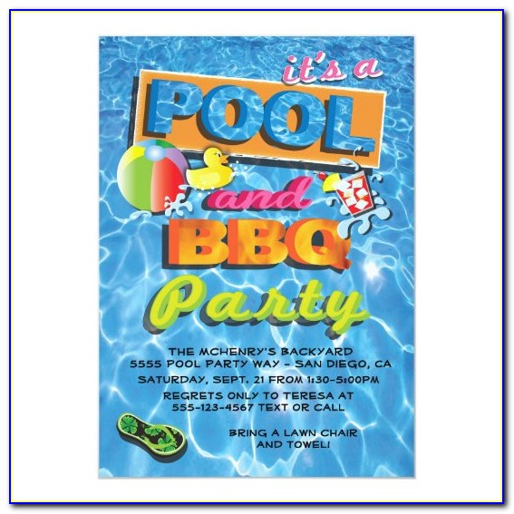 Pool Party And Bbq Invitation Wording