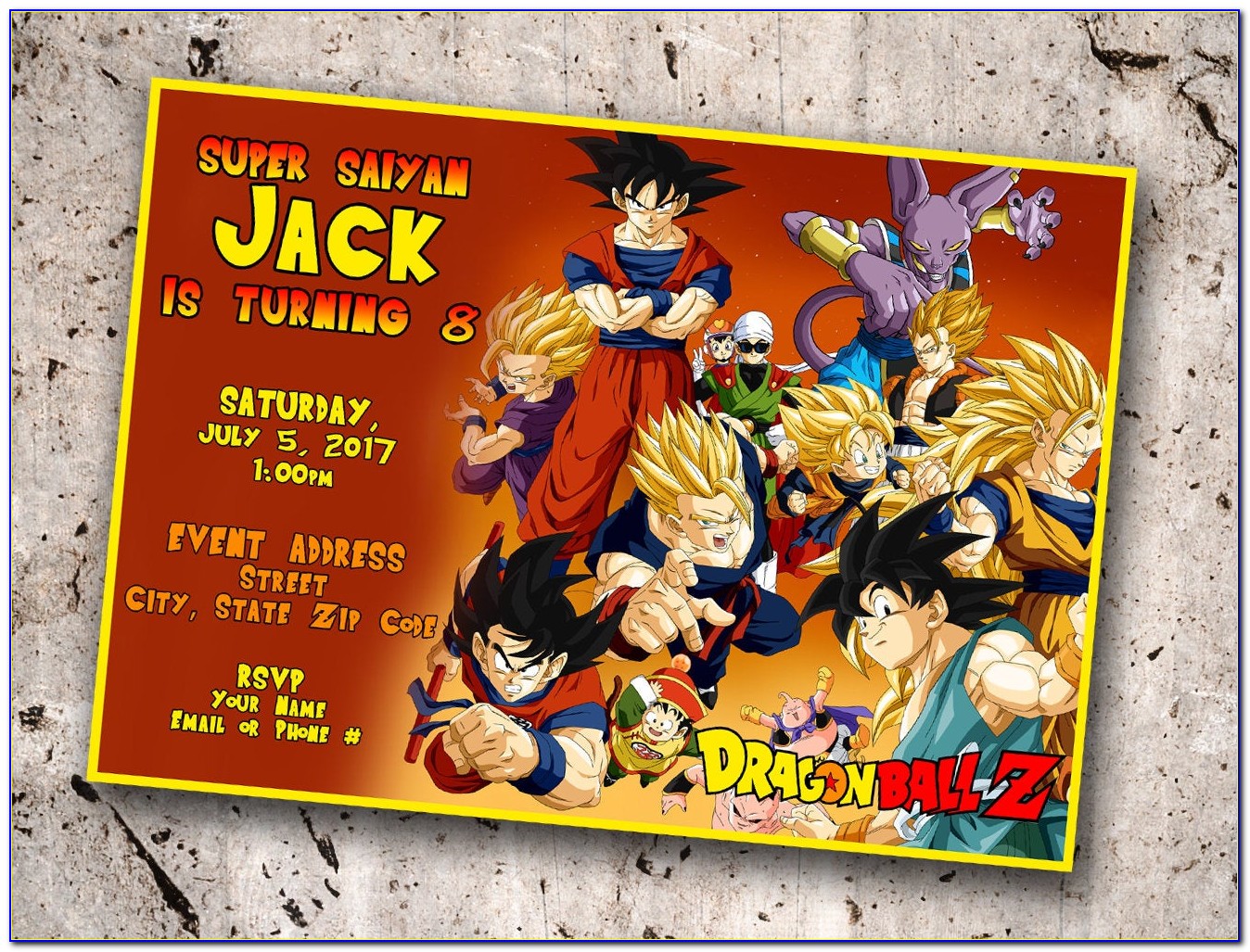 Printable Dragon Ball Z Birthday Invitations
