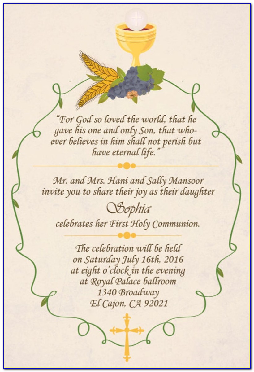 Printable First Holy Communion Invitations