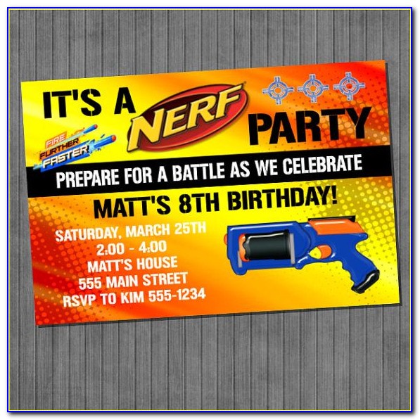 Printable Nerf Party Invitations