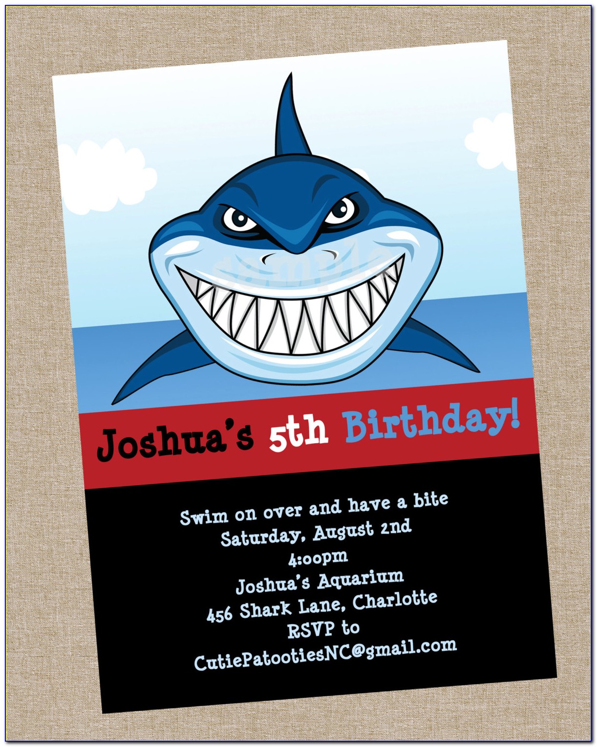 Printable Shark Birthday Invitations