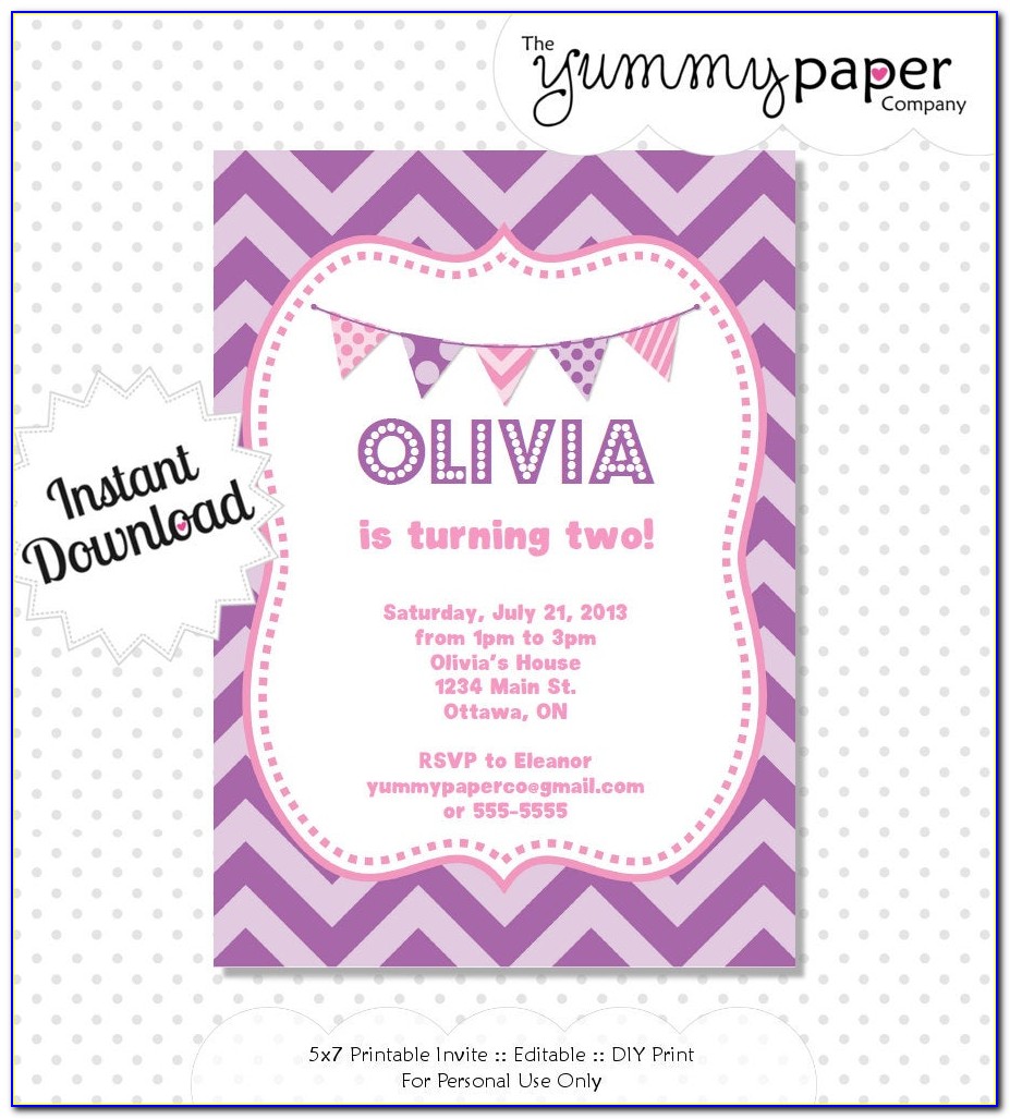 Purple And Pink Baby Shower Invitations