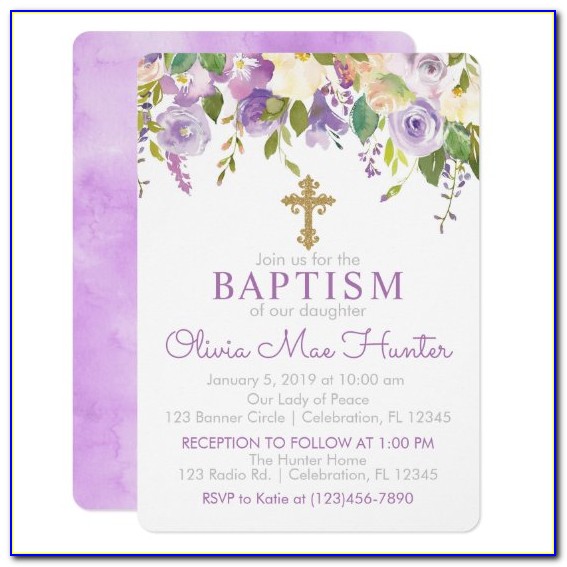 Purple Baptism Invitations
