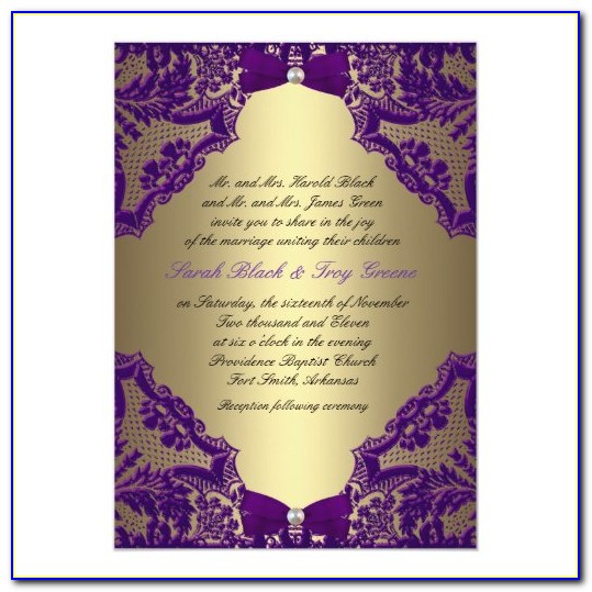 Purple Black And Gold Wedding Invitations