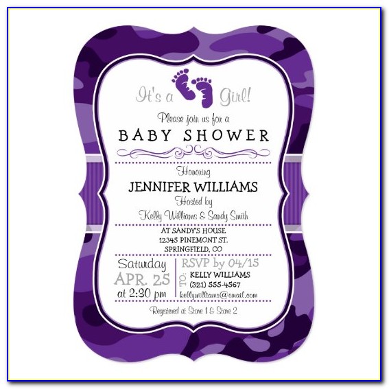Purple Camo Baby Shower Invitations