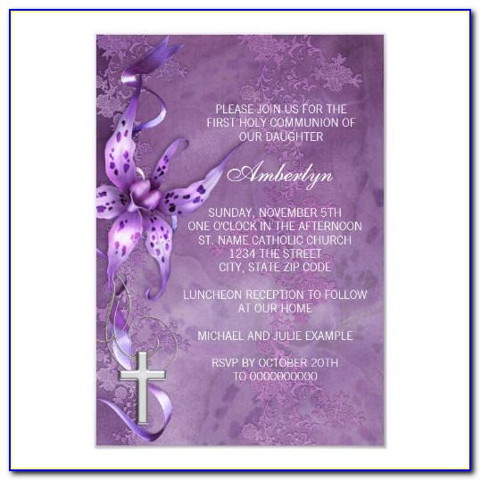 Purple First Communion Invitations