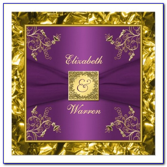 Purple Gold White Wedding Invitations