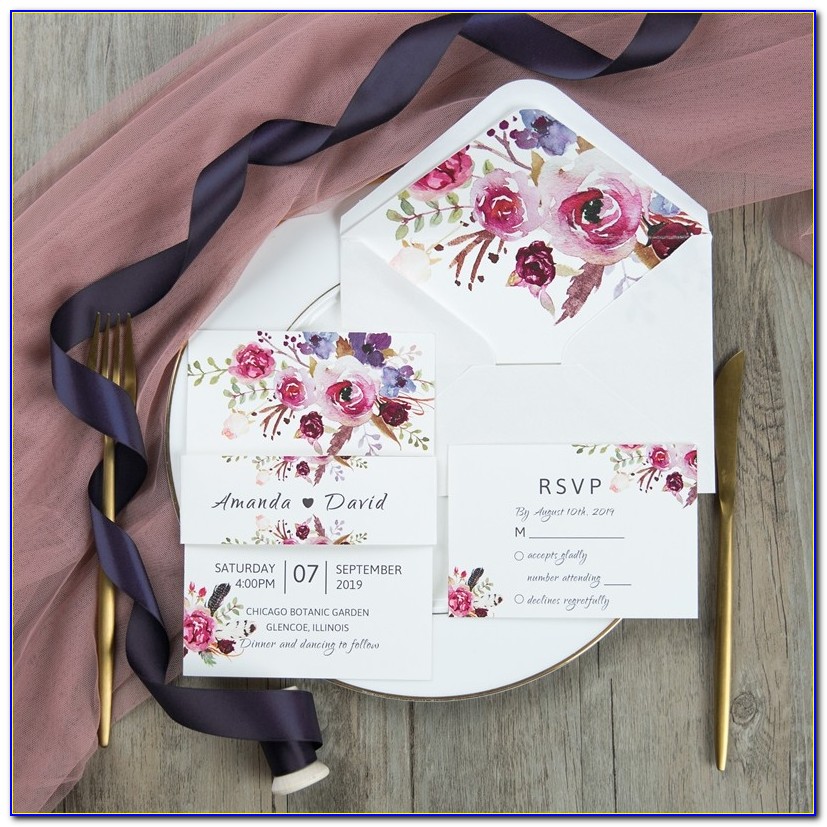 Purple Lavender Pink Wedding Invitations