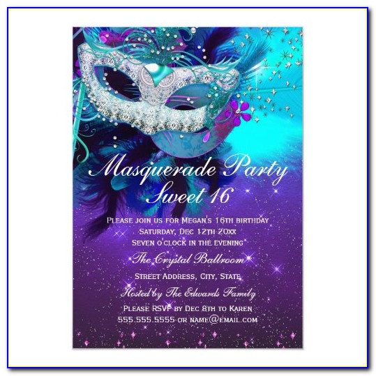 Purple Masquerade Party Invitations