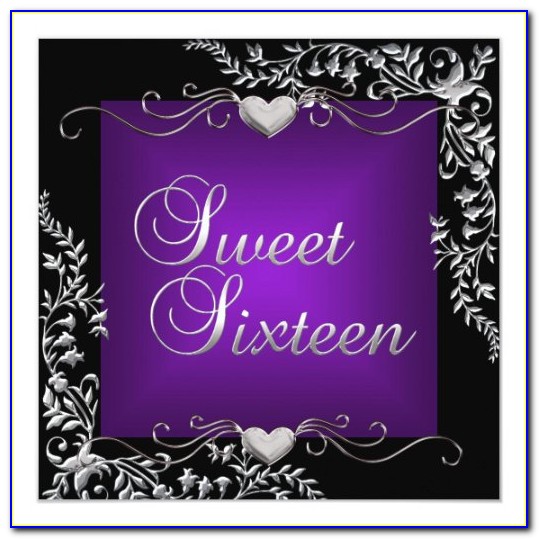 Purple Sweet 16 Invitations