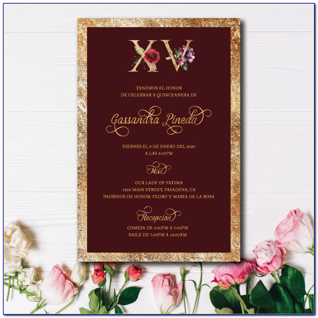 Quinceanera Invitations Burgundy And Silver