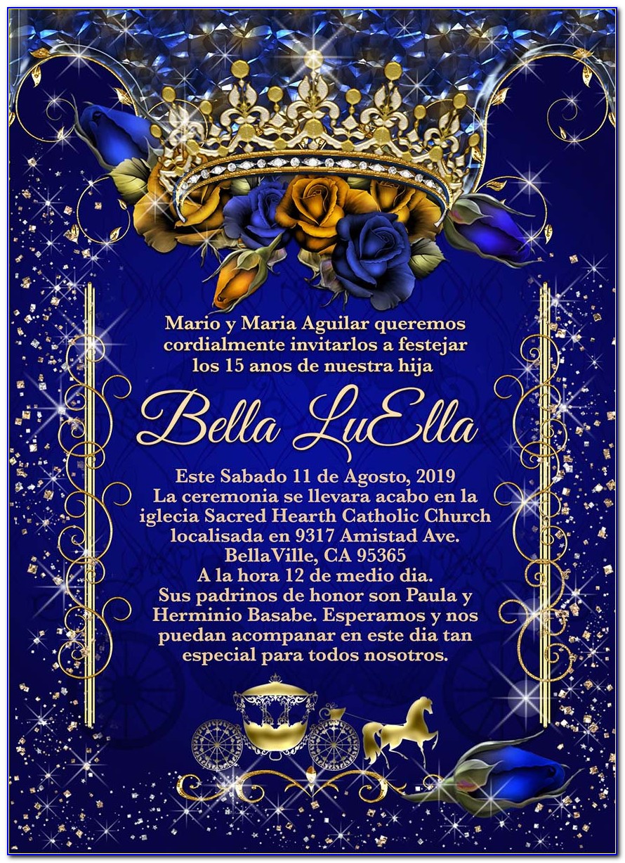 Quinceanera Invitations Royal Blue And Gold