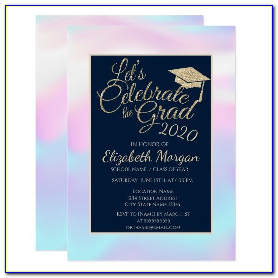 Rainbow Glitter Graduation Invitations