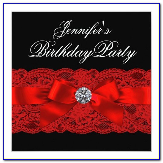 Red And Black Birthday Party Invitations