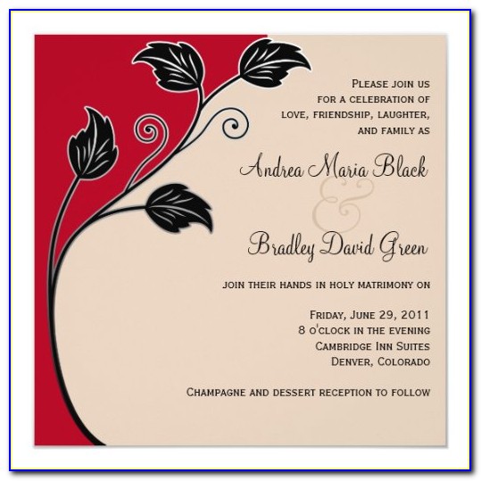 Red And Champagne Wedding Invitations